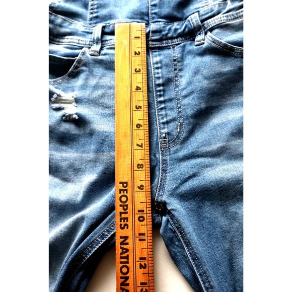 KanCan Blue Denim Overalls Size L Ripped Side Zipper Distressed Jeans Y2K - Picture 11 of 12